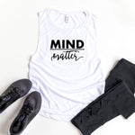 Load image into Gallery viewer, Womens Workout Tank, Womens Fitness Tank, Workout Tank Top, Workout Gift, Gift for Her, Mind Over Matter, Motivational Tank, Growth Mindset
