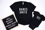 Load image into Gallery viewer, Mother Daughter Matching Feminist Shirts, Babes Unite Shirt, Mommy and Me Set, Raising Girl Gang, Mom and Daughter Outfit, Empowerment Shirt
