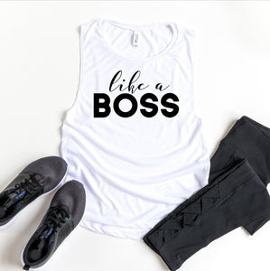 Womens Workout Tank, Womens Fitness Tank, Workout Tank Top, Workout Gift, Gift for Her, Like a Boss Tank, Empowerment Tank, Funny Workout