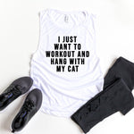 Load image into Gallery viewer, Womens Workout Tank, Womens Fitness Tank, Workout Tank Top, Workout Gift, Gift for Her, Hang with my Cat Tank, Cat Mom Tank, Cat Lover Tank
