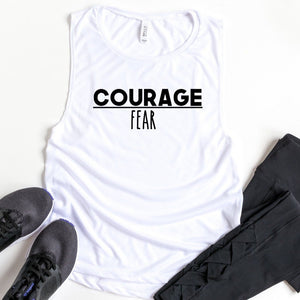 Womens Workout Tank, Womens Fitness Tank, Workout Tank Top, Workout Gift, Gift for Her, Courage Over Fear, Tank Top for Her, Courageous Tank