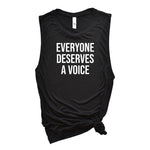 Load image into Gallery viewer, Everyone Deserves a Voice, Women&#39;s Fitness Shirt, Gift for SLP, Workout Tank Top, Feminist Tank, Feminism Shirt, Gift for Mom, Empowerment
