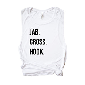 Womens Workout Tank, Womens Fitness Tank, Workout Tank Top, Workout Gift, Gift for Her, Jab Cross Hook, Boxing Tank, Kickboxing Tank Top