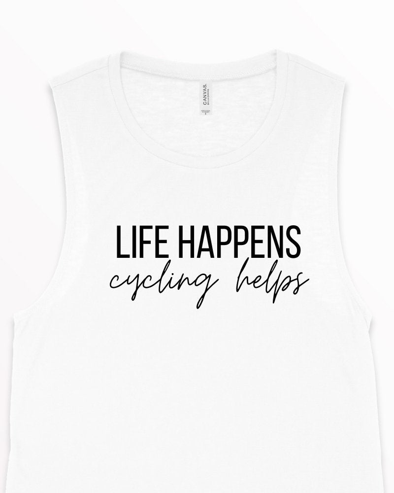 Life Happens Cycling Helps Tank Top, Women's Cycling Top, Cycling Tank, Women's Workout Tank, Women's Gym Apparel, Fitness Tank, Gym Tank