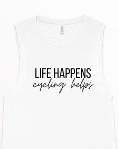 Life Happens Cycling Helps Tank Top, Women's Cycling Top, Cycling Tank, Women's Workout Tank, Women's Gym Apparel, Fitness Tank, Gym Tank