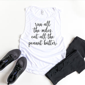 Womens Running Tank, Womens Fitness Tank, Workout Tank Top, Workout Gift, Gift for Her, Run All The Miles, Runners Tank Top, Running Tank