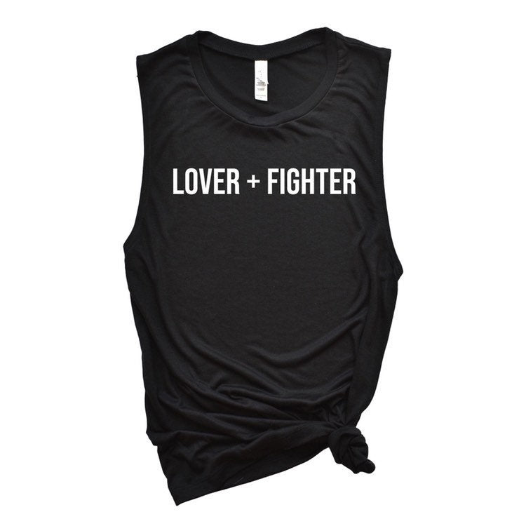 Womens Workout Tank, Womens Fitness Tank, Workout Tank Top, Workout Gift, Gift for Her, Kickboxing Tank Top, Lover and Fighter, Boxing Tank