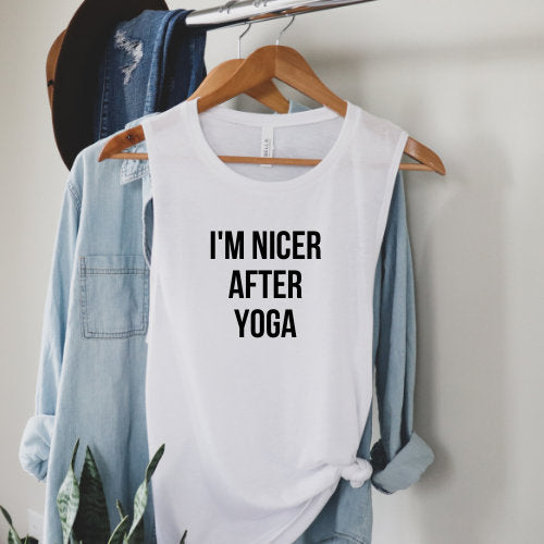 I'm Nicer After Yoga Tank, Women's Workout Tank, Women's Fitness Tank, Workout Tank Top, Workout Gift, Gift for Her, Yoga Tank, Yoga Lover