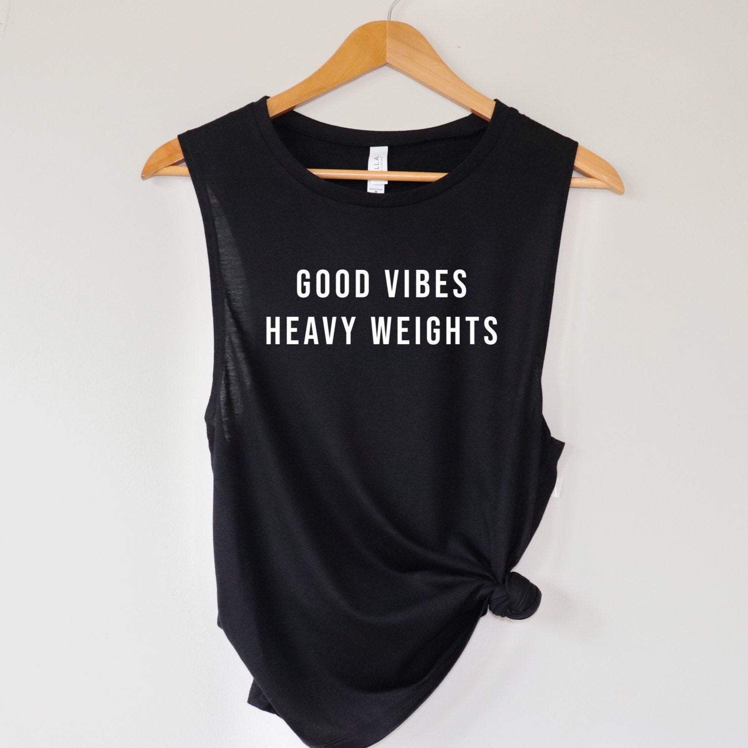 Lifting Tank Top, Good Vibes Heavy Weights Tank, Womens Fitness Tank, Women’s Workout Tank, Gift for Her, Gym Tank Top, Weightlifting Tank