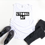 Load image into Gallery viewer, Womens Workout Tank, Womens Fitness Tank, Workout Tank Top, Workout Gift, Gift for Her, Strong AF Tank, Weightlifting Tank, Motivational
