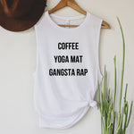 Load image into Gallery viewer, Women&#39;s Workout Tank, Coffee Yoga Mat Gangsta Rap, Workout Tank, Yoga Tank Top, Yoga Shirt Women, Workout Shirt, Yoga Teacher Gift, Yoga Mom
