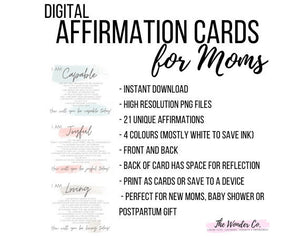 Affirmation Cards for Moms, Digital Affirmations, Empowerment Cards, Self-Love, Mindfulness Routine, Motherhood Baby Shower, Postpartum Gift