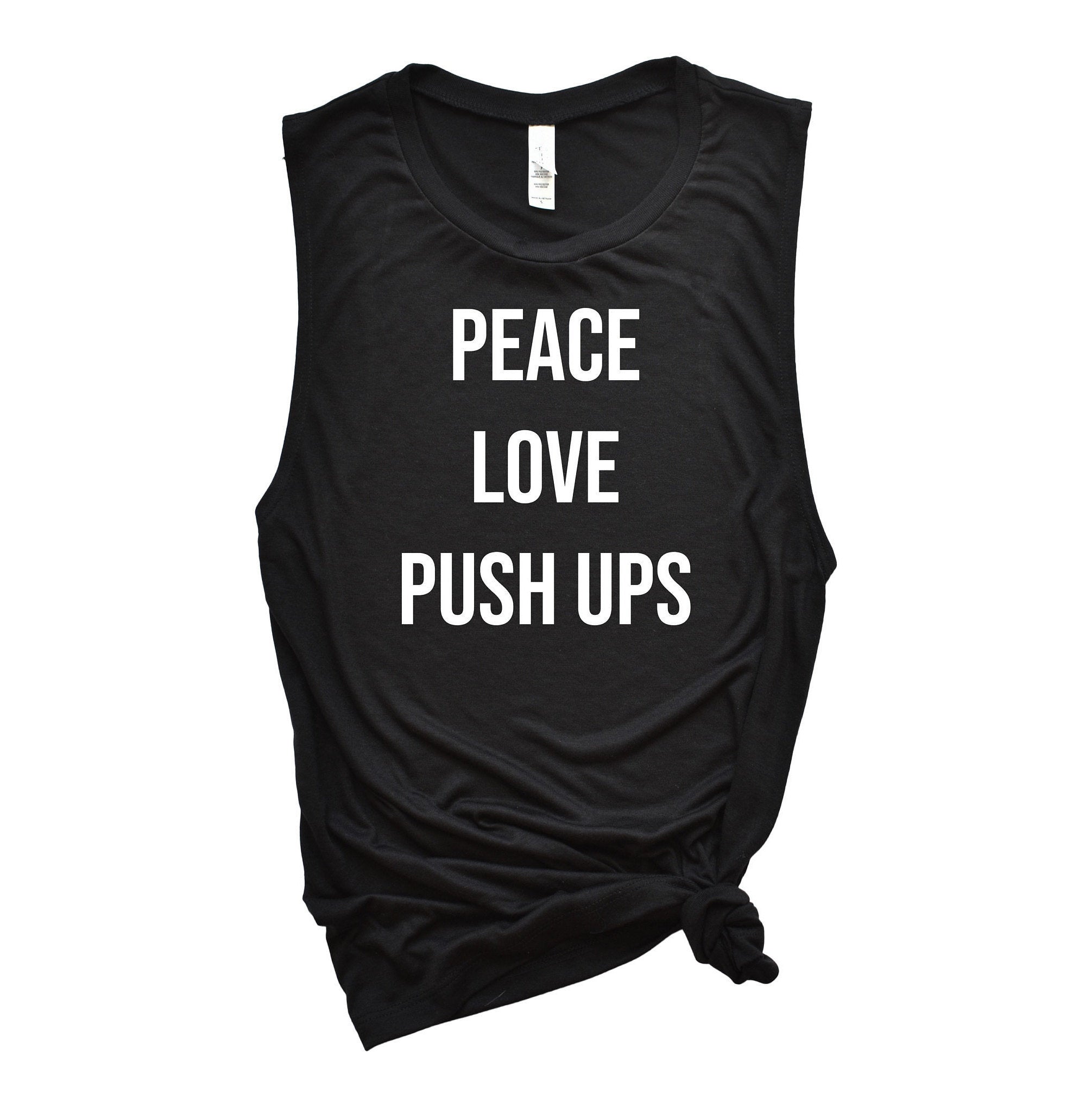 Womens Workout Tank, Womens Fitness Tank, Workout Tank Top, Workout Gift, Gift for Her, Peace Love Pushups, Pushup Tank, Gift for Athlete