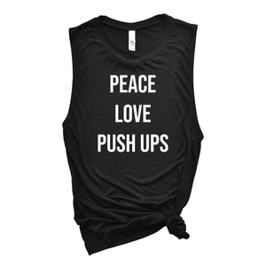 Womens Workout Tank, Womens Fitness Tank, Workout Tank Top, Workout Gift, Gift for Her, Peace Love Pushups, Pushup Tank, Gift for Athlete