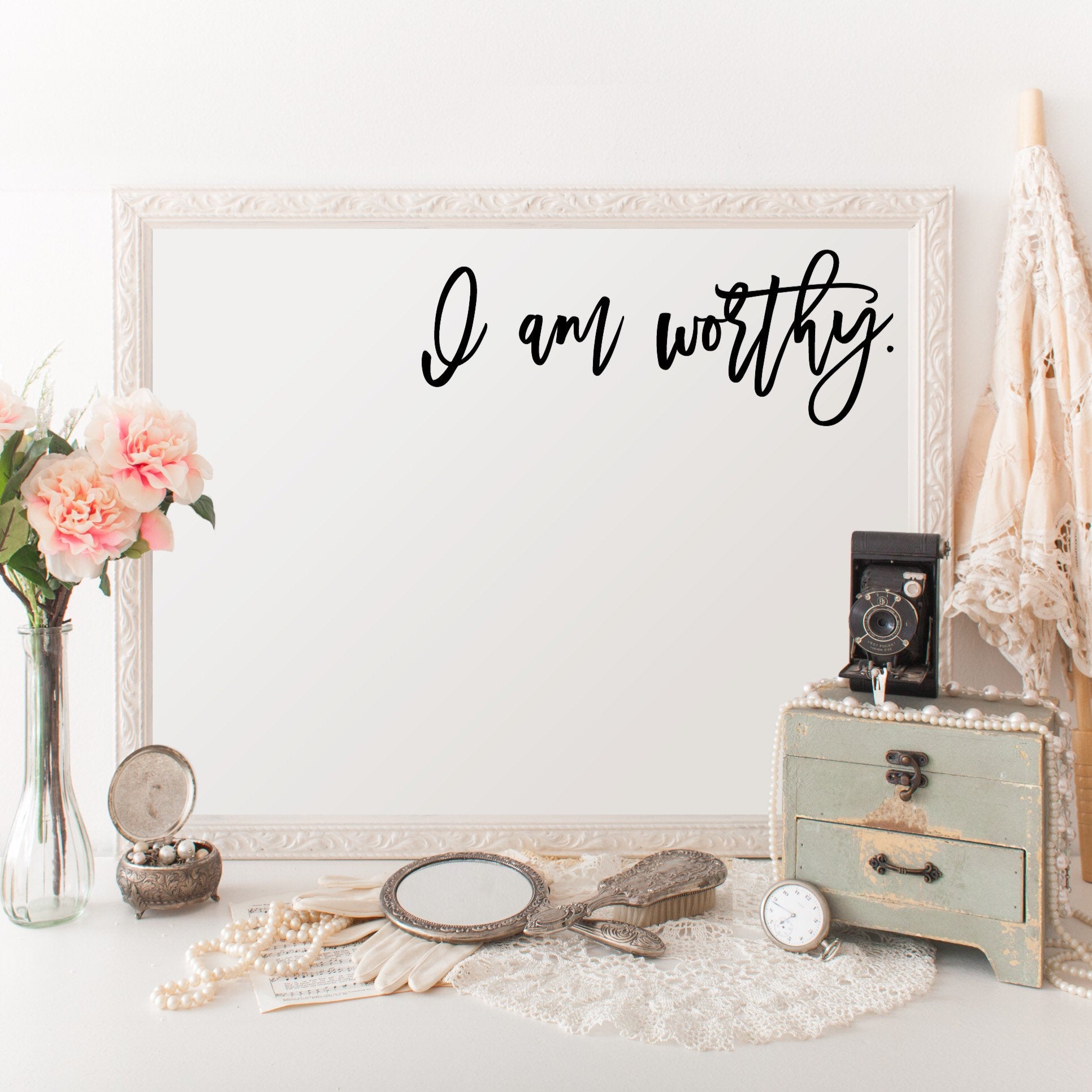 Positive Affirmation Mirror Cling, Self-Love Sticker, Self-Worth Mindfulness, Positive Self-Talk, Vision Board, I am Worthy, Window Decal