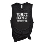 Load image into Gallery viewer, Womens Workout Tank, Womens Fitness Tank, Workout Tank Top, Workout Gift, Gift for Her, Worlds Okayest Crossfitter, Crossfit Tank Top, Funny
