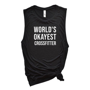 Womens Workout Tank, Womens Fitness Tank, Workout Tank Top, Workout Gift, Gift for Her, Worlds Okayest Crossfitter, Crossfit Tank Top, Funny