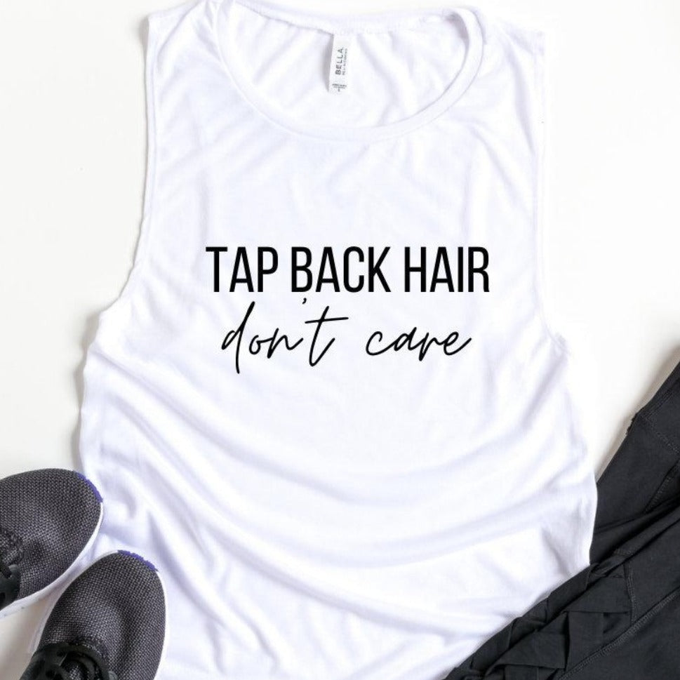 Cycling Tank Top, Cycling Instructor, Women's Cycling Tank, Funny Gym Shirts, Tap Back Hair Don't Care, Exercise Tank, Indoor Cycling Shirt