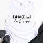 Load image into Gallery viewer, Cycling Tank Top, Cycling Instructor, Women&#39;s Cycling Tank, Funny Gym Shirts, Tap Back Hair Don&#39;t Care, Exercise Tank, Indoor Cycling Shirt
