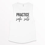 Load image into Gallery viewer, Practice Safe Sets, Women&#39;s Workout Tank, Women&#39;s Fitness Tank, Workout Tank Top, Workout Gift, Gift for Her, Lifting Tank Top, Gym Apparel
