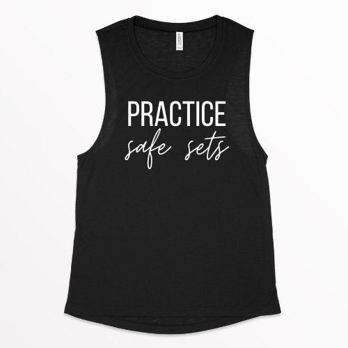 Practice Safe Sets, Women's Workout Tank, Women's Fitness Tank, Workout Tank Top, Workout Gift, Gift for Her, Lifting Tank Top, Gym Apparel