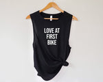 Load image into Gallery viewer, Women&#39;s Biking Tank, Love at First Bike, Cycling Tank, Funny Gym Shirt, Cycling Instructor Gift, Cycling Top, Fitness Tank Top, Workout Top
