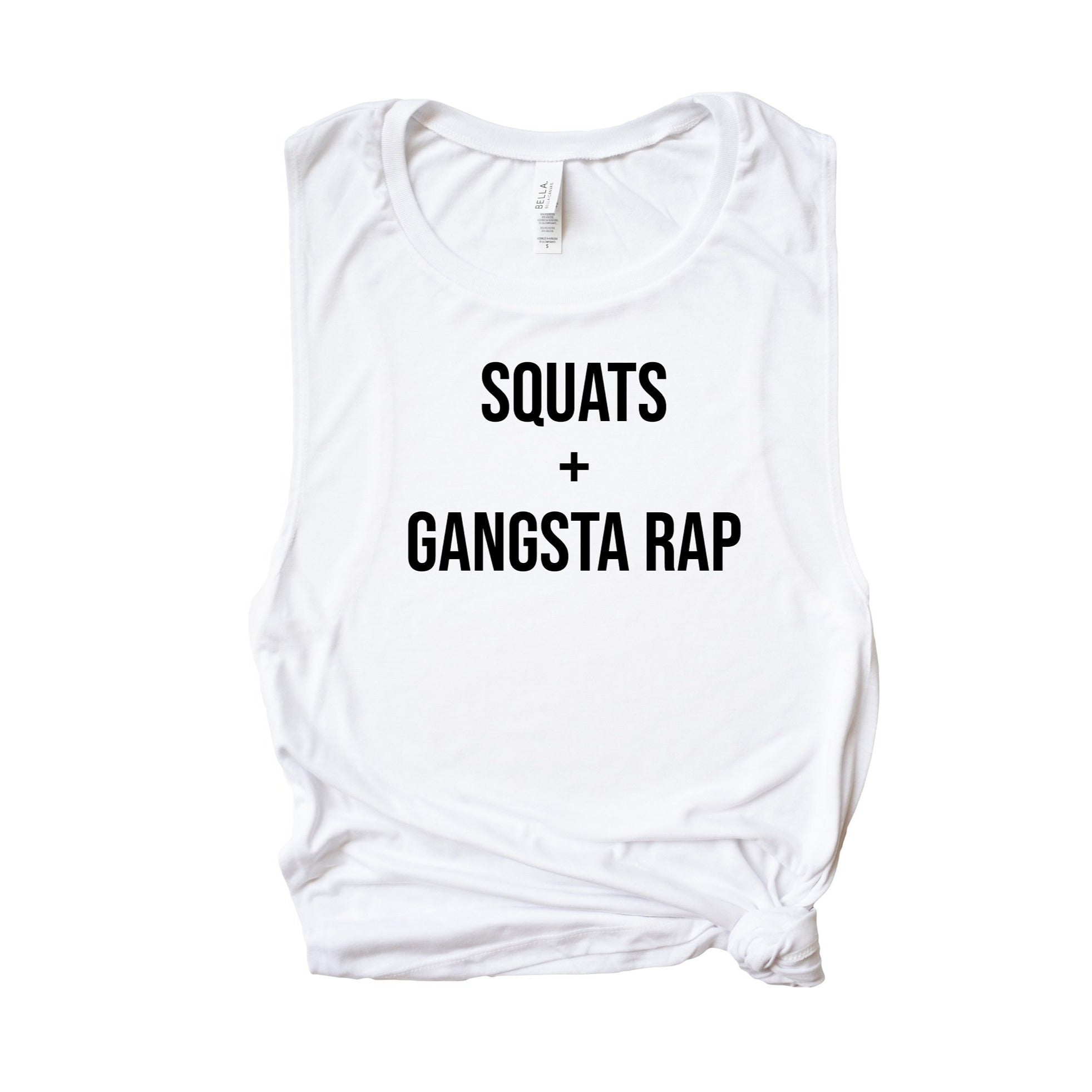 Womens Workout Tank, Womens Fitness Tank, Workout Tank Top, Workout Gift, Gift for Her, Squats and Gangsta Rap Tank, Motivational Tank Top