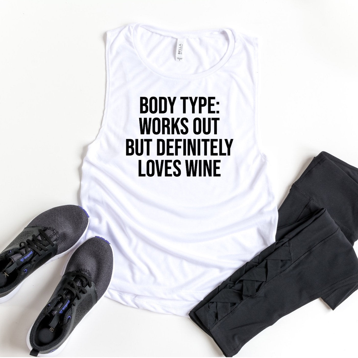 Womens Workout Tank, Womens Fitness Tank, Workout Tank Top, Workout Gift, Gift for Her, Works Out But Definitely Loves Wine Tank, Motivation