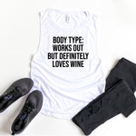 Load image into Gallery viewer, Womens Workout Tank, Womens Fitness Tank, Workout Tank Top, Workout Gift, Gift for Her, Works Out But Definitely Loves Wine Tank, Motivation
