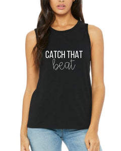 Catch That Beat Muscle Tank, Women's Cycling Tank, Funny Cycling Tank, Gym Tank, Women's Workout Tank, Cycling, Gym Apparel, Fitness Apparel